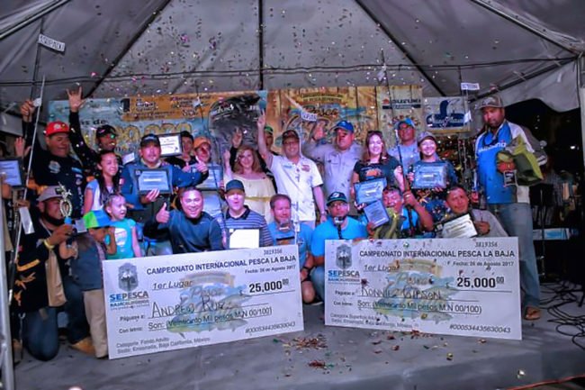 The Surface category was dominated by yellowtail with the largest weighing 9.2-pounds caught by Andrew Ruiz earning him 25,000 MXN. While the Bottom division was won with 11.4-pound halibut landed by Ronnie Gibson.