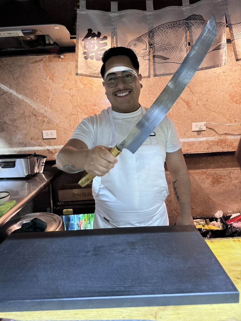 Chef David Lara shows off his yanagiba—Japan’s blade of choice for slicing sashimi with surgical precision and serious style