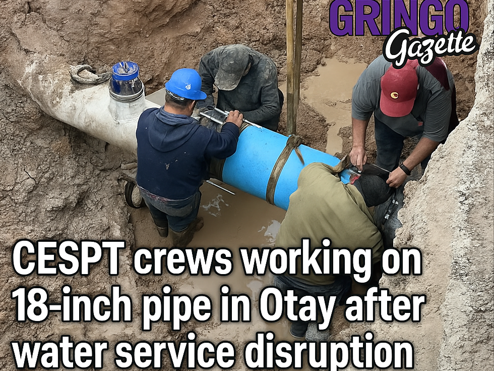 OtayWater - Gringo Gazette North CESPT crews working on 18-inch pipe in Otay after water service disruption