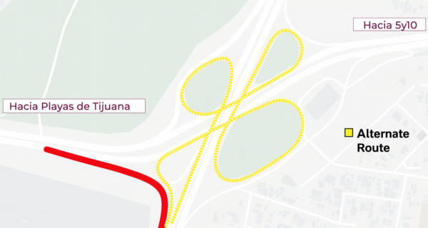 Detour Route (in yellow):